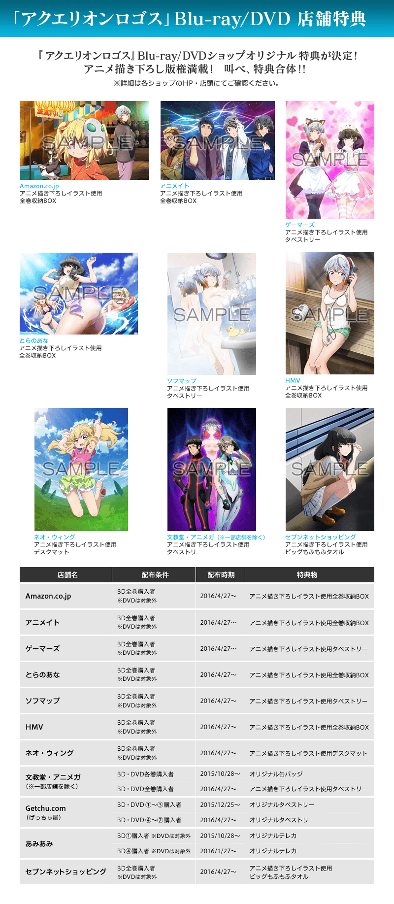「アクエリオンロゴス」Blu-ray/DVD 店舗特典